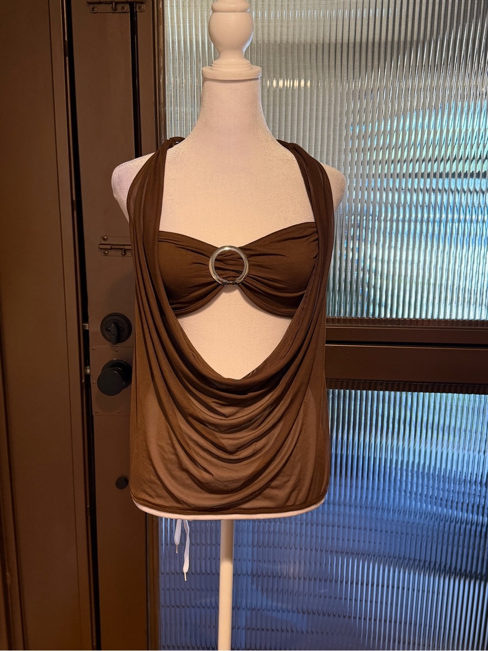 Romwe Brown Two Piece Bandeau Set